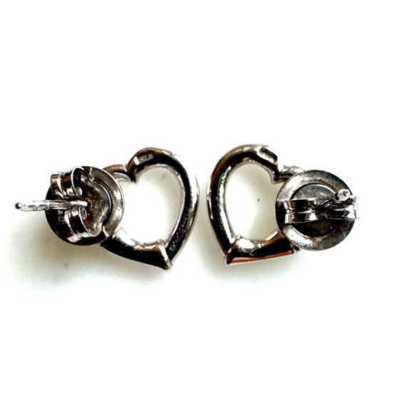 GUCCI 925 Sterling Silver Bamboo Heart Post Earrings | Stamped | Made in Italy - Picture 7 of 7